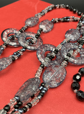 复古毛衣链necklace斑马纹长项链