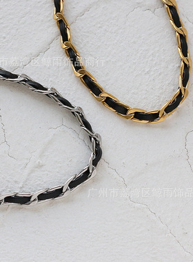 手工牛皮制链条choker颈链脖链短