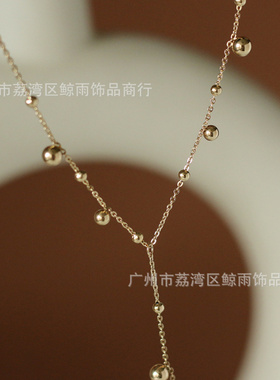 拉长脖颈设计Y形流苏长链金珠金