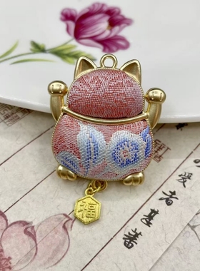 国风宋锦招财猫项链吊坠新中式复古毛衣链流苏包挂钥匙扣国潮文创