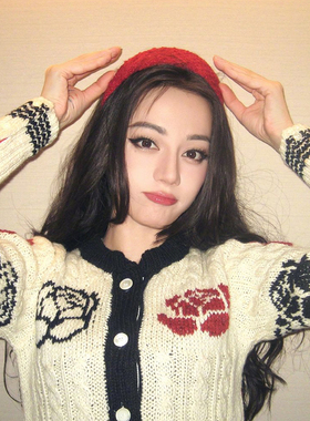 迪丽热巴同款红色发箍