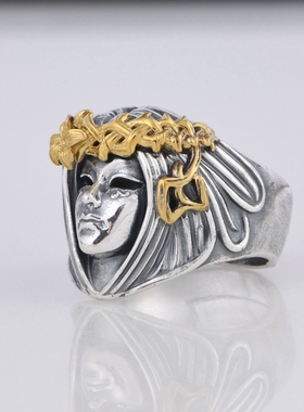 幸运女神戒指足银朋克男款