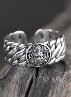 男款925纯银黄财神戒指