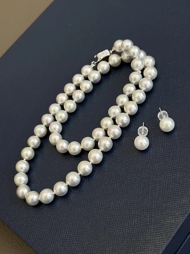时尚巴黎的老店 Akoya海水珍珠项链+耳钉 8-8.5MM C2031 - 图0