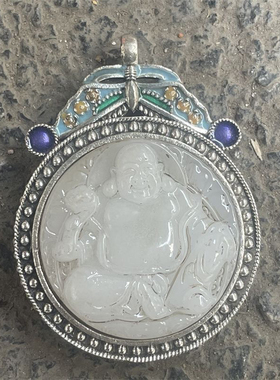 老式古玉包银佛挂件古玩捡漏玉器复古玉佩牌子便携玉璧收藏品