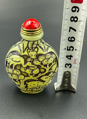 古玩收藏雕刻夜光蝴蝶鼻烟壶烟具空瓶子把玩