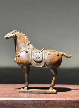 仿古实心唐马摆件马到成功骏马桌面工艺品马鞍马驹生肖长3厘米