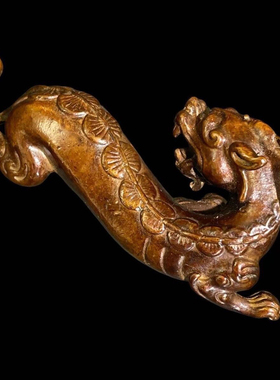 复古古玩摆件镇纸貔貅龙型笔架镇尺招财茶宠家居铜器桌面装饰