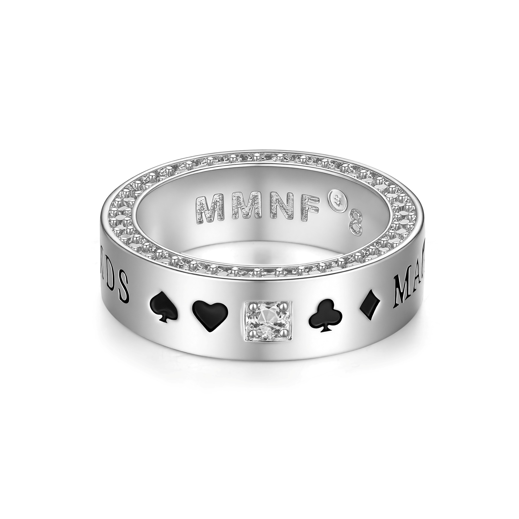 MMNF black and red plum pavé diamond enamel ring