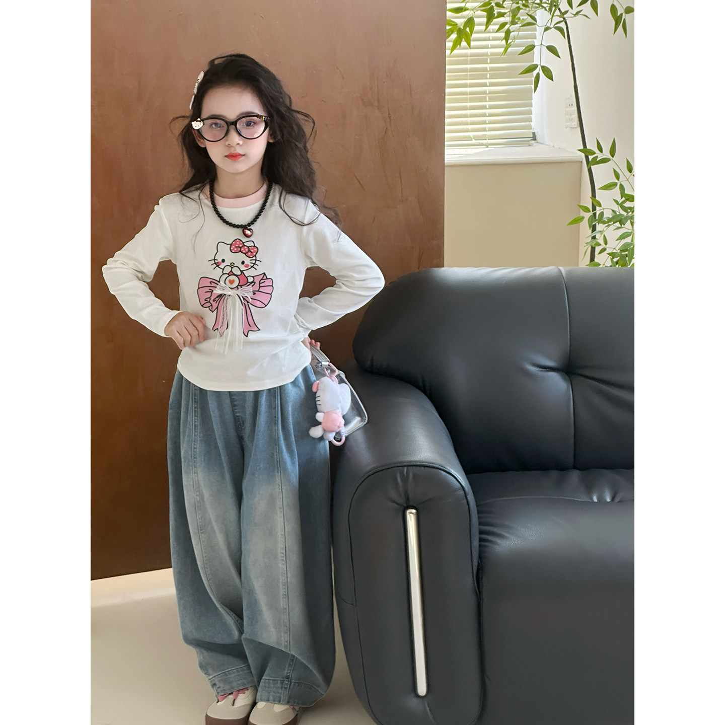 女童牛仔裤2026春季新款儿童弯刀裤洋气中大童韩版休闲裤子长裤潮,淘宝优惠券,粉丝福利购,淘宝优惠卷