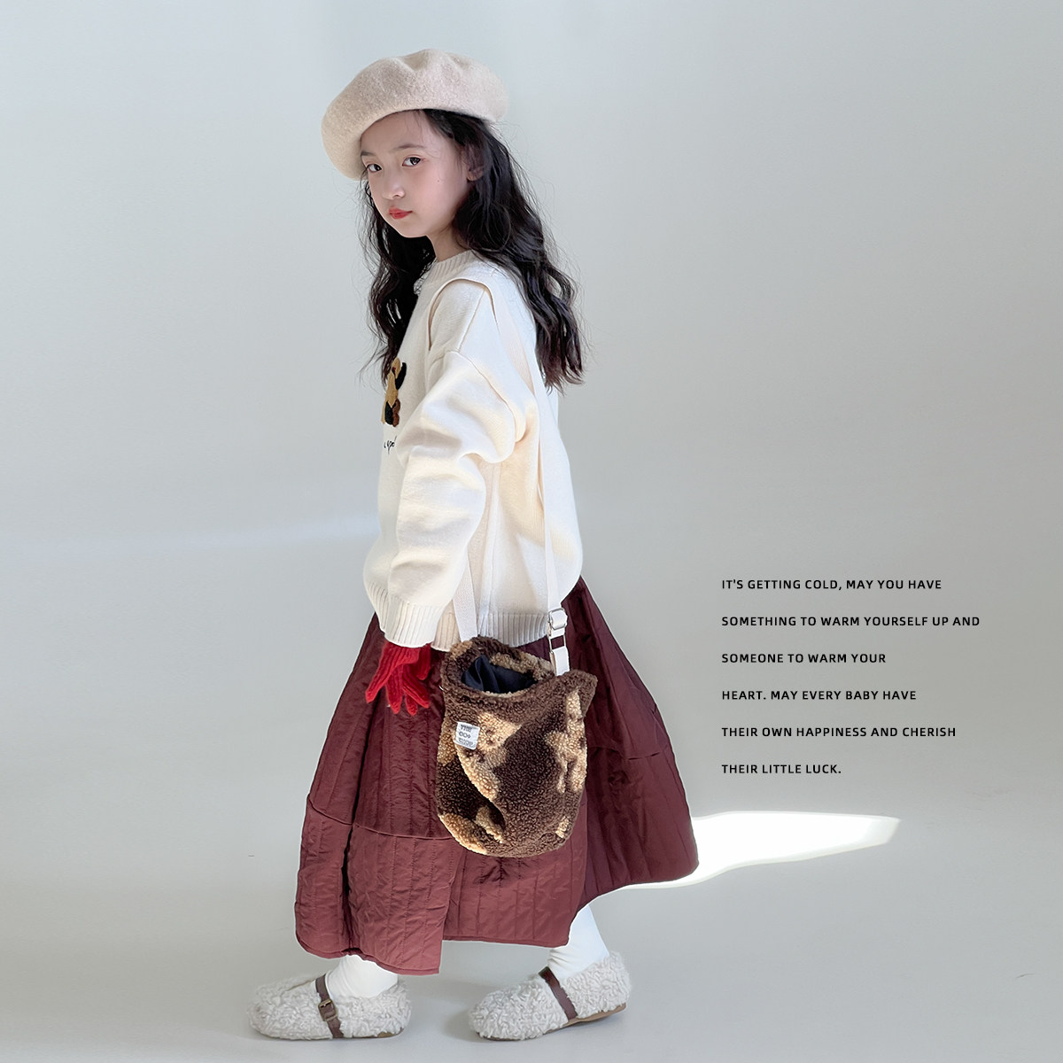 女童半身裙2024冬季新款儿童洋气百搭加厚中长款裙子宝宝公主裙,淘宝优惠券,粉丝福利购,淘宝优惠卷