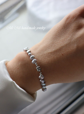 巴洛克珍珠S925纯银真多麻色手链