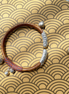 民族风情侣纯银木质新中式手镯