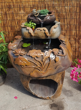 石头摆件中式艺术石雕水景流水池