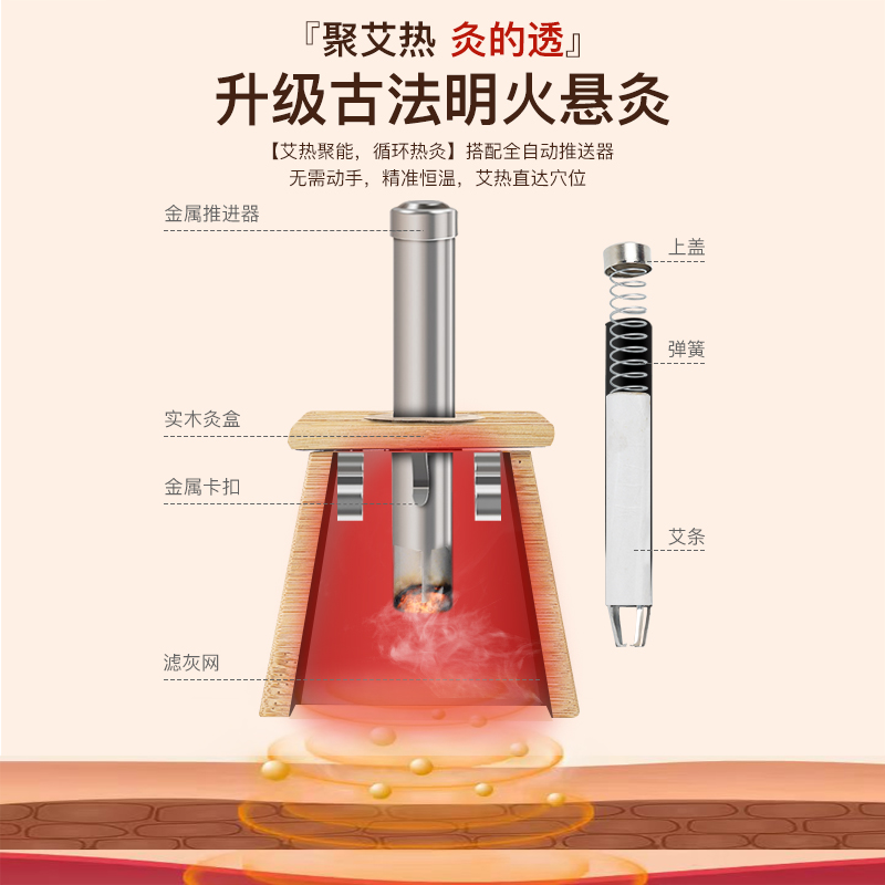艾灸盒温灸器竹制随身灸家用木制宫寒仪器家庭全身熏蒸仪艾条柱罐 - 图0
