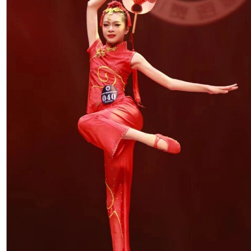 桃李杯中国结独舞舞蹈服演出服古典舞扇子舞表演服专业舞台装定制 - 图0