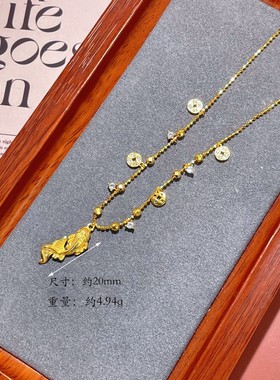 s925纯银镀黄金色新款中式锦鲤鱼仙女链钱币高级感金鱼多宝项链潮