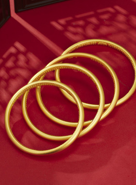 s925纯银新款银镀黄金古法素银闭口心经手环女泥鳅背莲花女手镯子