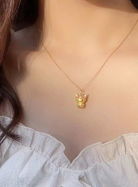 包金金包银库洛米吊坠黄金色手链女珍珠转运珠编织手串项链手绳