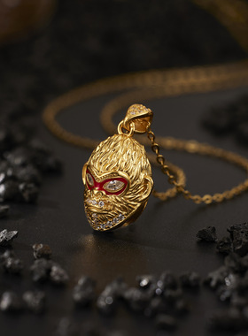 s925纯银镀黄金色爆款3D黑神话孙悟空吊坠成魔猴哥串斗战胜佛项链