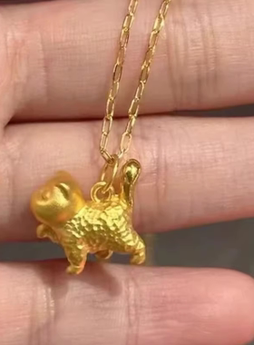 潮黄金包银黄金色傲娇猫猫项链新款时尚可爱立体猫咪吊坠送女朋友
