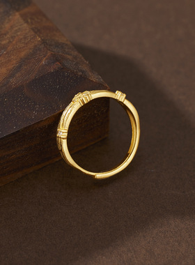 小红书爆款富贵小桂花戒指s925纯银镀黄金色四叶草轻奢小金花指环