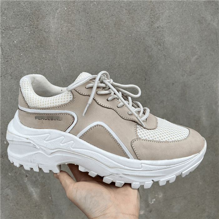 撤柜断码处理真皮男鞋休闲网面鞋春秋款厚底帅气老爹鞋增高潮男 - 图1