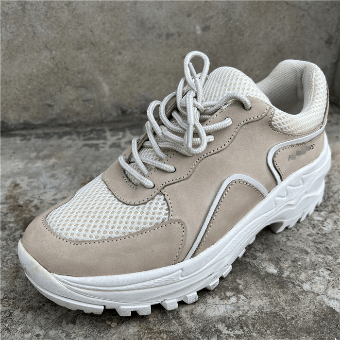 撤柜断码处理真皮男鞋休闲网面鞋春秋款厚底帅气老爹鞋增高潮男 - 图3