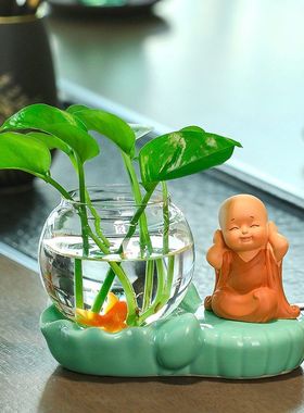 蕊杰新款慧能小和尚绿萝养殖花瓶