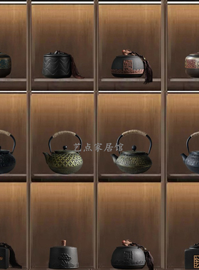 铸铁壶茶叶罐新中式摆件茶室饰品