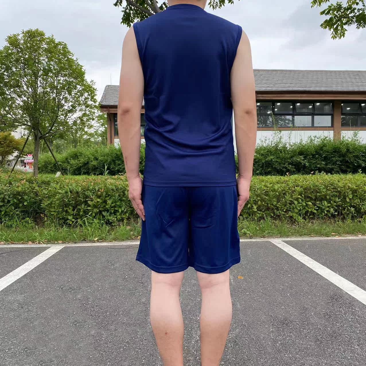 消防无袖衫短袖速干透气圆领火蓝色新款救援