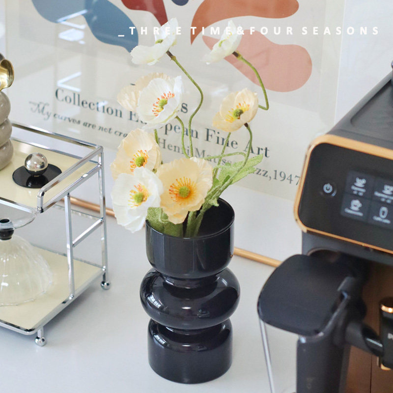ins韩国风复古玻璃花瓶简约北欧轻奢黑色花瓶不规则设计居家装饰,淘宝优惠券,粉丝福利购,淘宝优惠卷