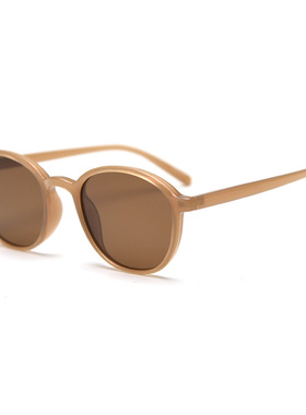 韩版TR90圆框红色偏光太阳镜男女复古大脸显瘦高级感防紫外线墨镜