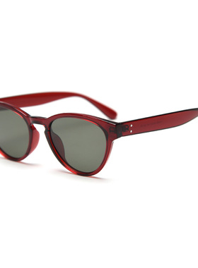 复古椭圆红色猫眼偏光墨镜男女高级感时尚街拍老钱风偏光太阳眼镜