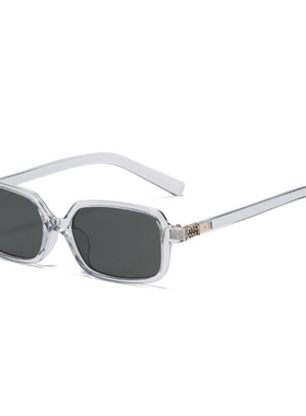 欧美窄框方框太阳镜女高级感豹纹色百搭墨镜潮素颜平光镜男书呆子