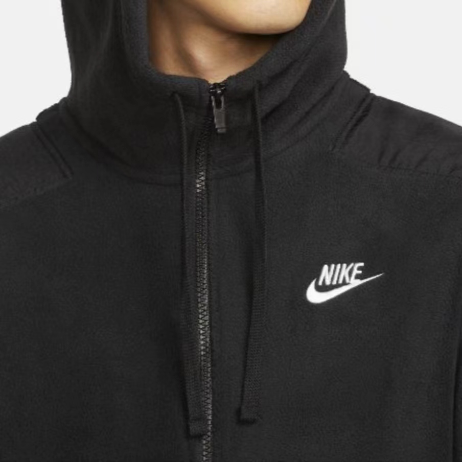 NIKE耐克男子摇粒绒拼接休闲运动加绒保暖连帽夹克外套DD4883-010