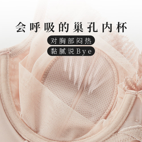 夏娃的诱惑大码全罩杯软钢圈内衣女大胸显小缩胸显瘦文胸薄款夏季 - 图1