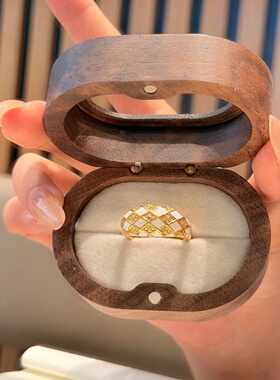 千夕 足金9995D白菱格面包黄金戒指女款求婚情人节生日礼物送女友