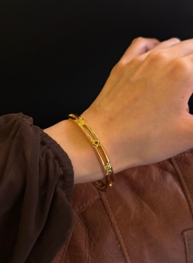 千夕 足金999马上有钱手镯黄金手镯女款情人节生日礼物送女友老婆