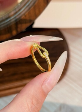 千夕 足金999同心结戒指黄金戒指女款求婚情人节生日礼物送女友