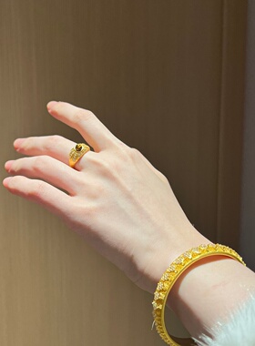 千夕足金999虎眼拉丝戒黄金戒指女款送女友七夕情人节生日礼物