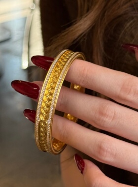 千夕 足金999花丝风雨桥手镯黄金手镯女情侣情人节生日礼物送女友