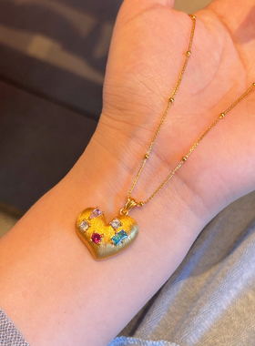 千夕 足金999多巴胺爱心吊坠女款可爱情侣情人节生日礼物送女友