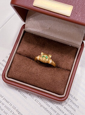 千夕 足金999猫猫戒指黄金戒指女款求婚七夕情人节生日礼物送女友