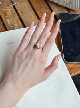 千夕足金999白色玫瑰方糖黄金戒指女款送女友七夕情人节生日礼物