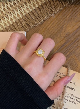 千夕足金9995D冰花方钻戒黄金戒指女款送女友七夕情人节生日礼物