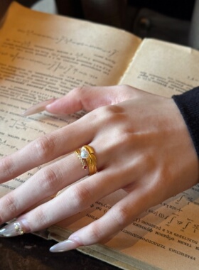 千夕足金999羽翼珍珠戒黄金戒指女款送女友七夕情人节生日礼物