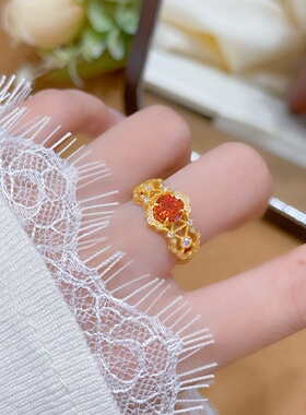 千夕 足金999洛日溶金戒指黄金戒指女款求婚情人节生日礼物送女友
