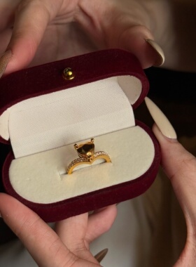 千夕足金9995D星捧心戒黄金戒指女款送女友七夕情人节生日礼物