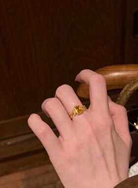 千夕足金999羽毛方糖戒黄金戒指可爱女款情人节生日礼物送女友